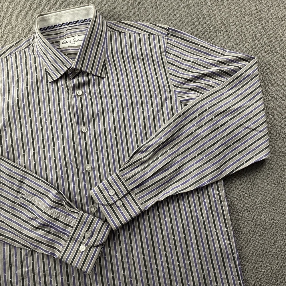 Robert Graham Shirt Adult Medium Button Up Long Sleeve Luxury Casual Men's - Picture 4 of 14